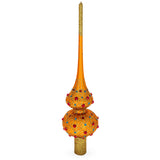 Red Jewels on Gold Geometrical Glass Christmas Tree Topper 11 Inches