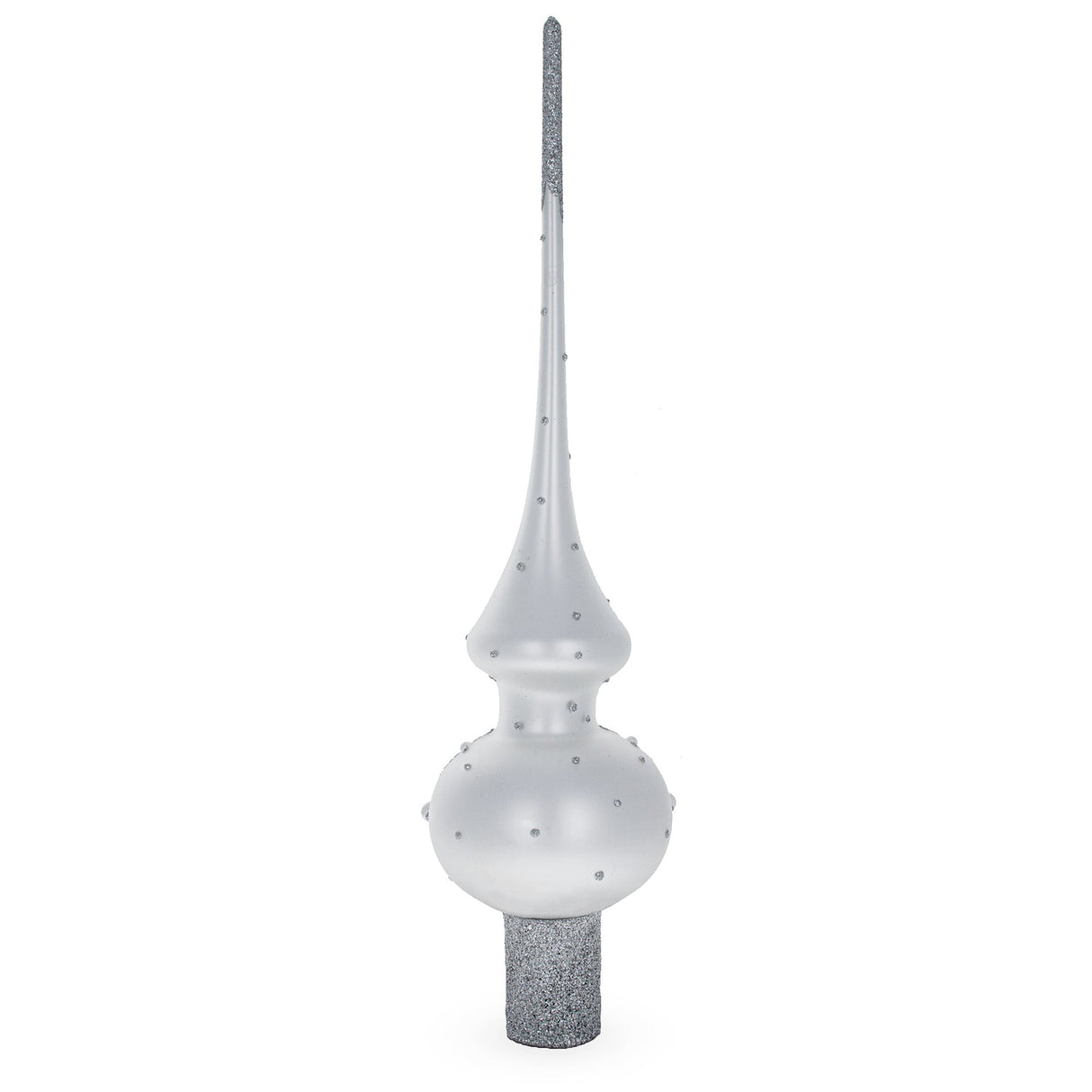 Pink Roses and Pearls on Silver Glass Christmas Tree Topper 11 Inches