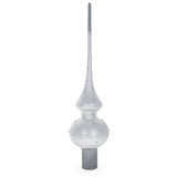 Pink Roses and Pearls on Silver Glass Christmas Tree Topper 11 Inches