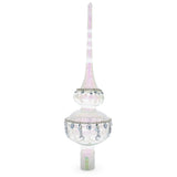 Jewel Drops on White Chandelier Clear Glass Christmas Tree Topper 11 Inches