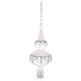 Jewel Drops on White Chandelier Clear Glass Christmas Tree Topper 11 Inches