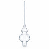 Clear Mouth-Blown Finial Glass Christmas Tree Topper 11 Inches