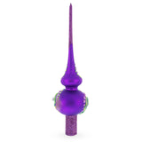 Dimensional Pink Roses on Purple Glass Christmas Tree Topper 11 Inches