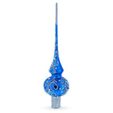 Blue Paisley Mouth Glass Christmas Tree Topper 11 Inches