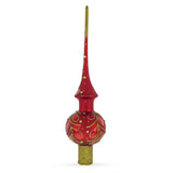 Red Paisley Glass Christmas Tree Topper 11 Inches