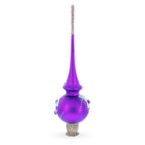 Dimensional Roses on Purple Glass Christmas Tree Topper 11 Inches