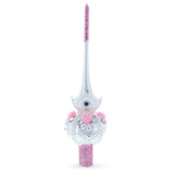 Dimensional Roses on Champagne Glass Christmas Tree Topper 11 Inches