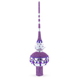 Jeweled Purple Chandelier on White Glass Christmas Tree Topper 11 Inches