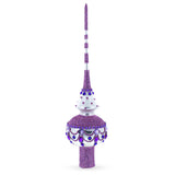 Jeweled Purple Chandelier on White Glass Christmas Tree Topper 11 Inches