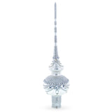 Dimensional White Jewels on White Glass Christmas Tree Topper 11 Inches