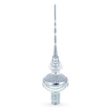 Dimensional White Jewels on White Glass Christmas Tree Topper 11 Inches