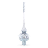 Dimensional White Jewels on Speckled Silver Glass Christmas Tree Topper 11 Inches