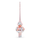 Pink Flowers on Metallic Rose Pink Glass Christmas Tree Topper 11 Inches