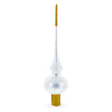 Angel on White Golden Flowers Bouquet Glass Christmas Tree Topper 11 Inches