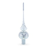 White Jewels Star on Glossy Silver Glass Christmas Tree Topper 11 Inches