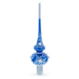 Silver Swirls on Blue Glass Tree Topper