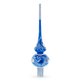 Silver Swirls on Blue Glass Tree Topper