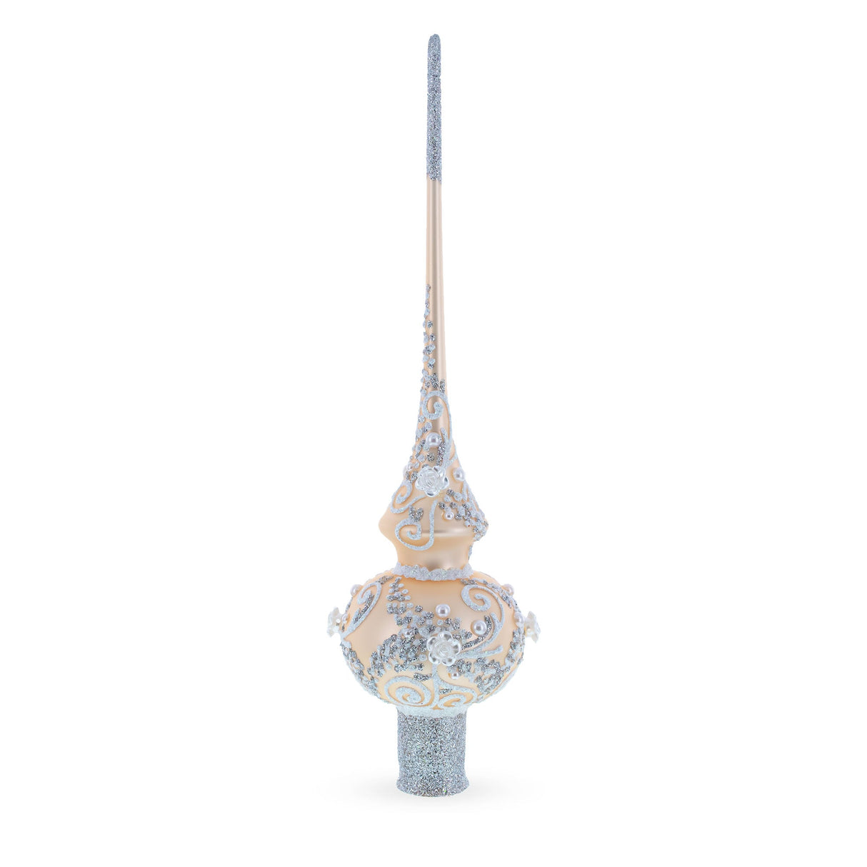 White Swirls on Champagne Glass Tree Topper