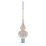 White Swirls on Champagne Glass Tree Topper