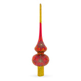 Radiant Jeweled Snowflake on Red Glass Christmas Tree Topper 11 Inches