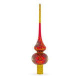 Radiant Jeweled Snowflake on Red Glass Christmas Tree Topper 11 Inches