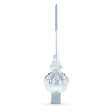 White Jewels on Silver Glass Christmas Tree Topper 11 Inches
