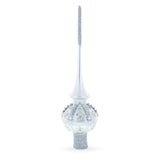 White Jewels on Silver Glass Christmas Tree Topper 11 Inches