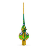 Enchanted Emerald Jeweled Green Glass Christmas Tree Topper 11 Inches