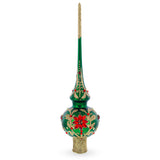 Regal Emerald & Red Glass Christmas Tree Topper 11 Inches