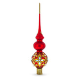 Diamond Stars Double Ball Glass Christmas Tree Topper 16 Inches