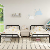Modern Metal Platform Bed with Headboard and Footboard-Black