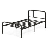 Estructura de cama moderna de metal con cabecero y piecero curvos, tamaño Twin
