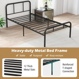 Estructura de cama moderna de metal con cabecero y piecero curvos, tamaño Twin