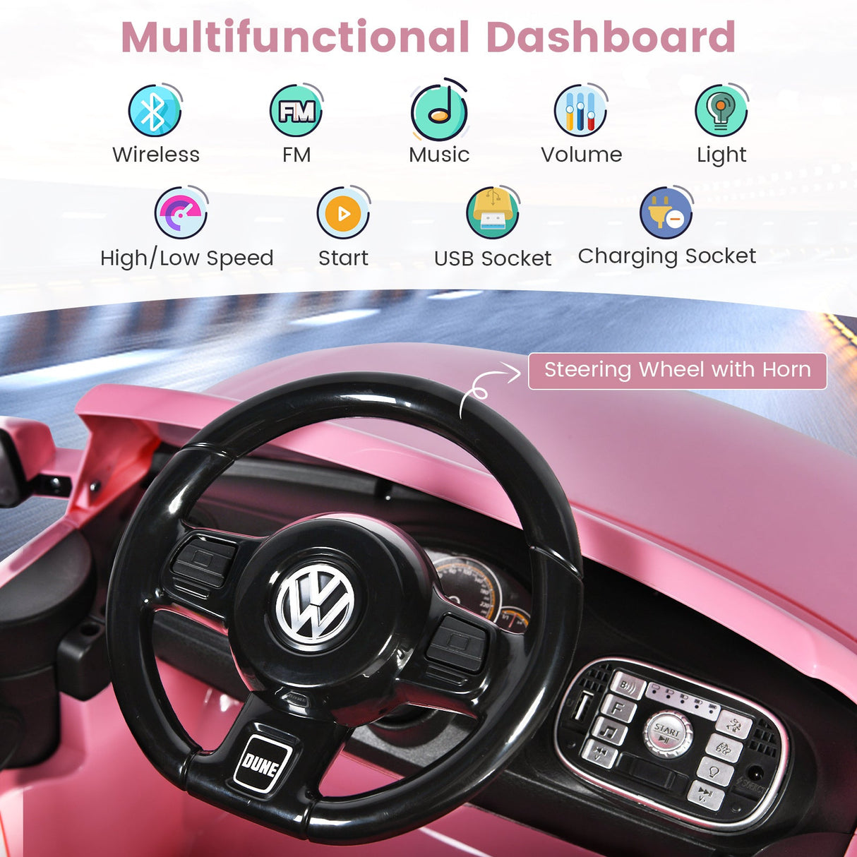 Coche eléctrico infantil Volkswagen Beetle con control remoto