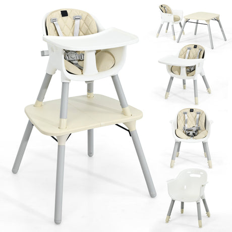 Juego de silla y mesa convertible 4 en 1 para bebé con cojín de PU