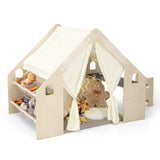 Carpa de juegos 6 en 1 para niños con pizarra, 6 contenedores de almacenamiento y cojín de suelo - Beige