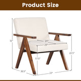 Sillón moderno de tela de lino con estructura de madera maciza de acacia