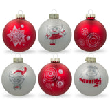 White and Red Mini Glass Ball Christmas Ornaments 2.75 Inches