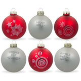 White and Red Mini Glass Ball Christmas Ornaments 2.75 Inches