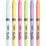 BIC Highlighter Grip Pastel, Highlighter Pens with Adjustable Chisel Tip, Rubber Grip for Extra Comfort, Assorted Colours, Pack of 6