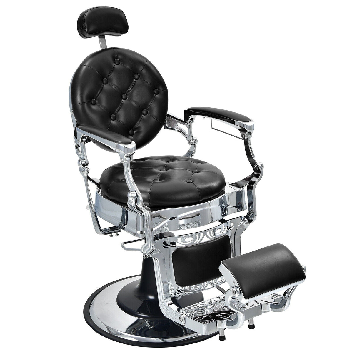 Vintage Barber Chair with Adjustable Height and Headrest