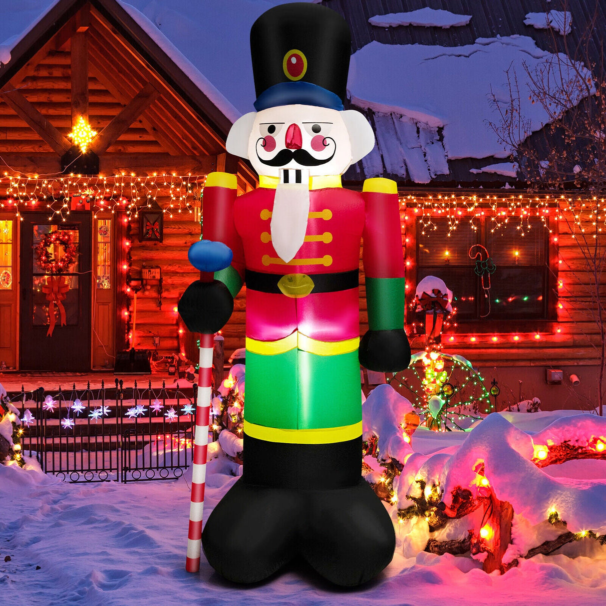 Soldado Cascanueces Hinchable de 2.4 Metros con 2 Luces LED Incorporadas