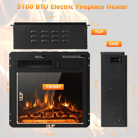 Inserto para chimenea eléctrica de 18/22.5 pulgadas con 7