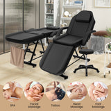 Juego de silla facial de 73 pulgadas con reposacabezas extraíble, reposabrazos desmontables y toallero - Negro