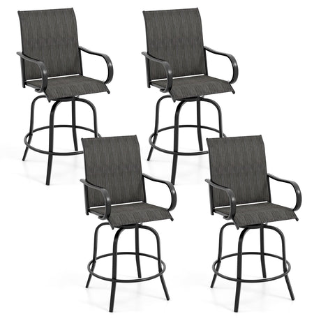 Juego de 2 taburetes de bar giratorios 360 con reposabrazos para patio