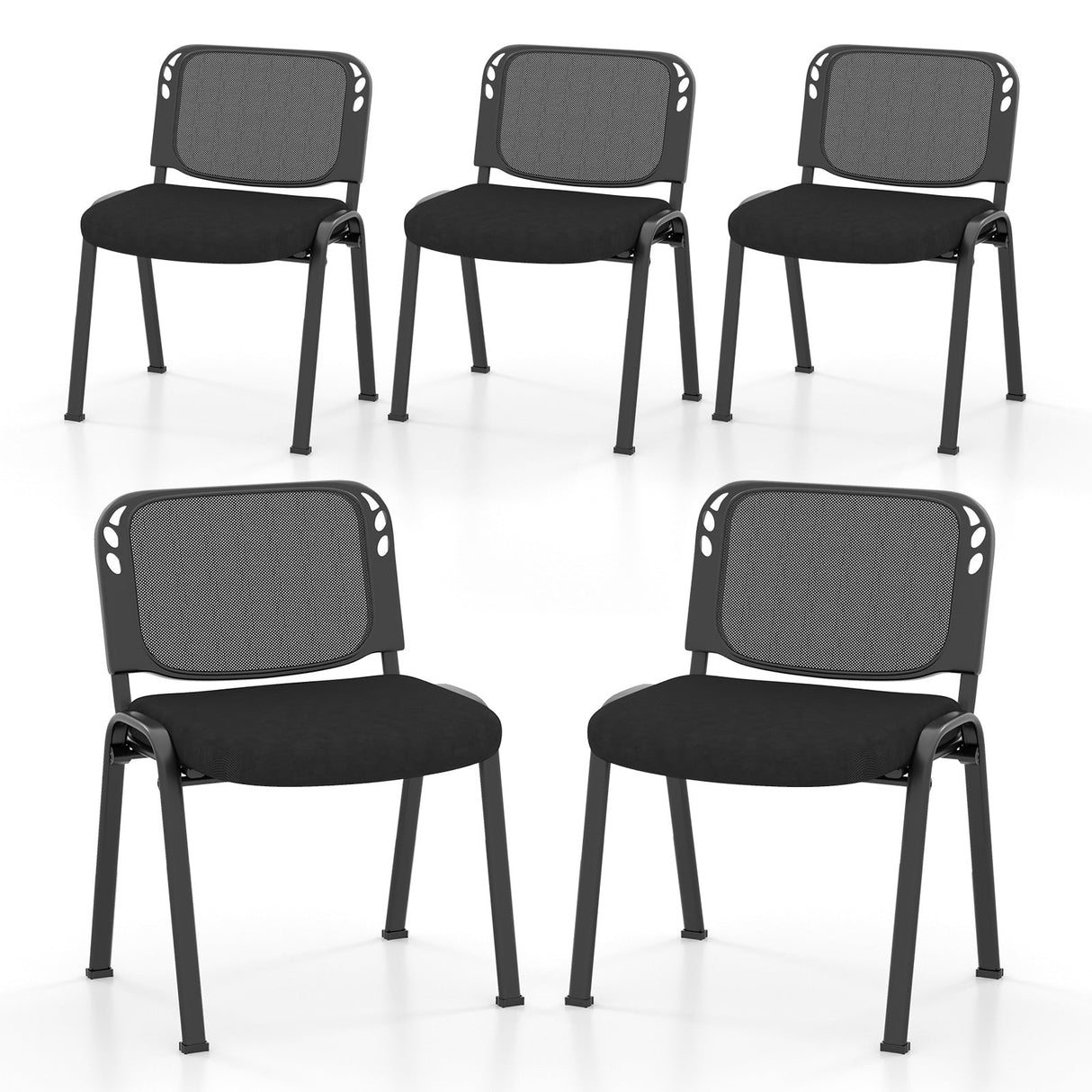 Juego de 5 sillas de conferencia apilables con respaldo de malla