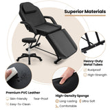 Juego de silla facial de 73 pulgadas con reposacabezas extraíble, reposabrazos desmontables y toallero - Negro