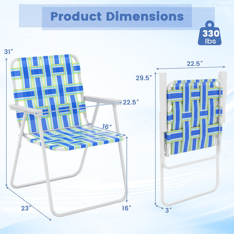 4 Pieces Folding Beach Chair Camping Lawn Webbing Chair