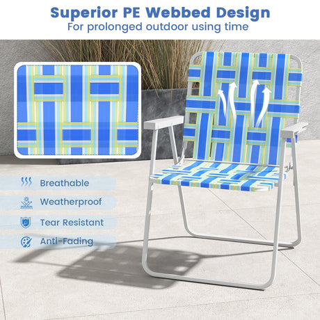 4 Pieces Folding Beach Chair Camping Lawn Webbing Chair