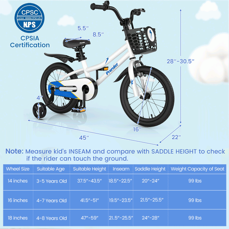 16 Inch Kids Bike with Removable Training Wheels